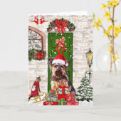 Carte Yorkie Chien Noël   (Fleur jaune)