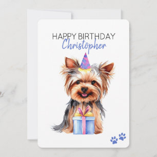 Carte Yorkie Chien Personnalisé Joyeux Appartement d'ann