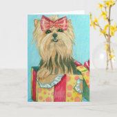 Carte Yorkie de Birthday (Fleur jaune)