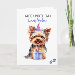 Carte Yorkie Dog Personnalisé Joyeux Anniversaire