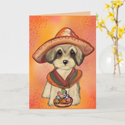 Carte Yorkie Poo (Fleur jaune)