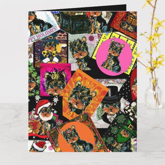 CARTE YORKIE POO (Fleur jaune)