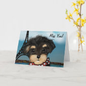 CARTE YORKIE POO  (Fleur jaune)