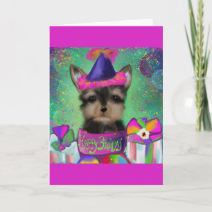 CARTE YORKIE POO ANNIVERSAIRE   