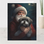 Carte Yorkipoo avec Noël Festif du Père Noël (Devant)