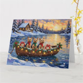 Carte Yorkipoo Christmas Boat Holiday (Fleur jaune)