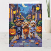 Carte Yorkipoo Trick-or-Treating en costumes d'Halloween (Devant)