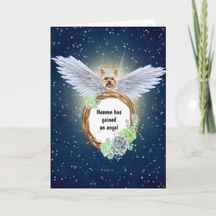 Carte Yorkshire terrier angel succulents wreath nuit