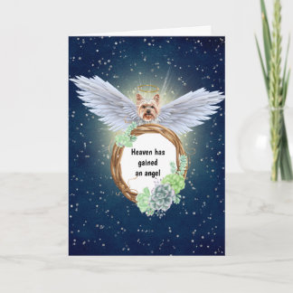 Carte Yorkshire terrier angel succulents wreath nuit