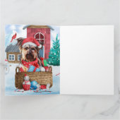 Carte Yorkshire Terrier Chien Dans Maison De Noël enneig (Intérieur)