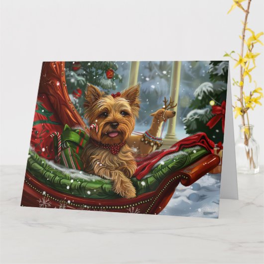 Carte Yorkshire Terrier Chien Fête de Noël (Fleur jaune)