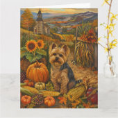 Carte Yorkshire Terrier Chien Moisson Automne Moisson Th (Fleur jaune)
