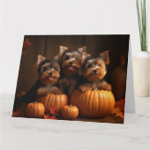 Carte Yorkshire Terrier Chiot Automne Citrouille délice (Devant)