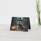 Carte Yorkshire Terrier Citrouilles Halloween effrayant (Dos)