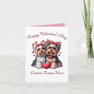 Carte Yorkshire Terrier couple Valentines Day