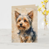 Carte Yorkshire Terrier Dog Art (Fleur jaune)