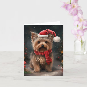 Carte Yorkshire Terrier Dog dans la neige Noël