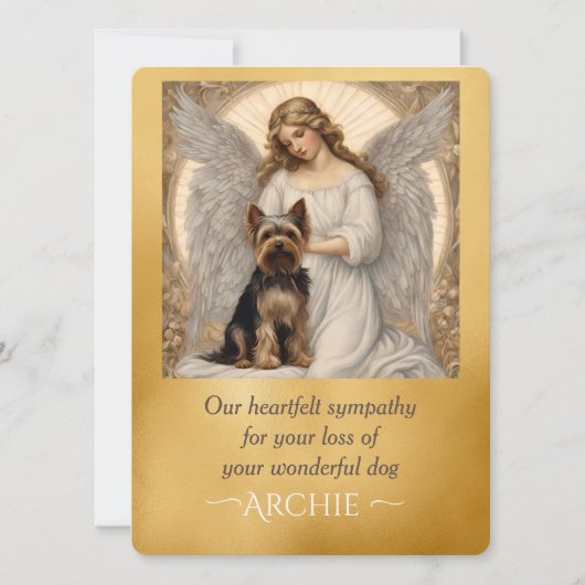 Carte Yorkshire Terrier Élégant Angel Sympathie (Devant)