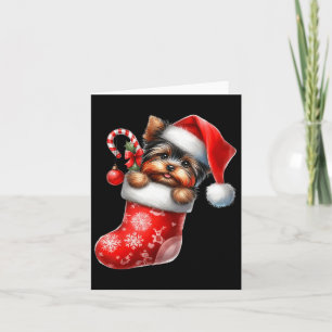 Carte Yorkshire Terrier en Sock Noël Noël Noël Noël Noël
