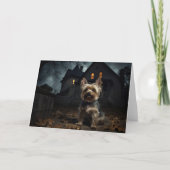 Carte Yorkshire Terrier Halloween effrayant (Devant)