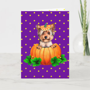 Carte Yorkshire Terrier Halloween Jack-O-Lantern