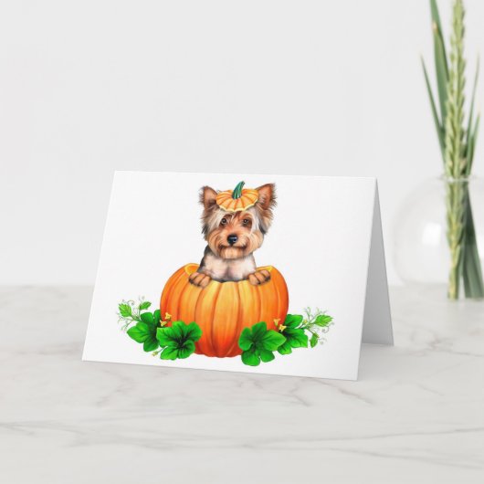 Carte Yorkshire Terrier Halloween Jack-o'-lantern (Devant)