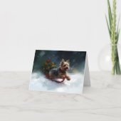 Carte Yorkshire Terrier neige de Noël hiver (Devant)