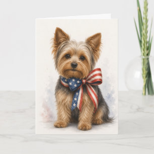 Carte Yorkshire Terrier patriotique - Yorkie 4 juillet