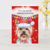 Carte Yorkshire terrier petite-fille mignonne voeux Noël (Fleur jaune)
