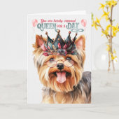 Carte Yorkshire Terrier Queen pour une journée Anniversa (Fleur jaune)