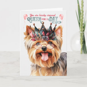 Carte Yorkshire Terrier Queen pour une journée Anniversa