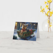 Carte Yorkshire Terrier Saison de Noël festive (Fleur jaune)