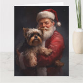 Carte Yorkshire Terrier Santa Claus Festive Noël (Devant)