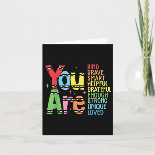 Carte You Are Kind Smart Brave Motivational Back To Scho (Devant)