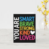 Carte You Are Smart Brave Strong Kind Loved Motivation T (Fleur jaune)