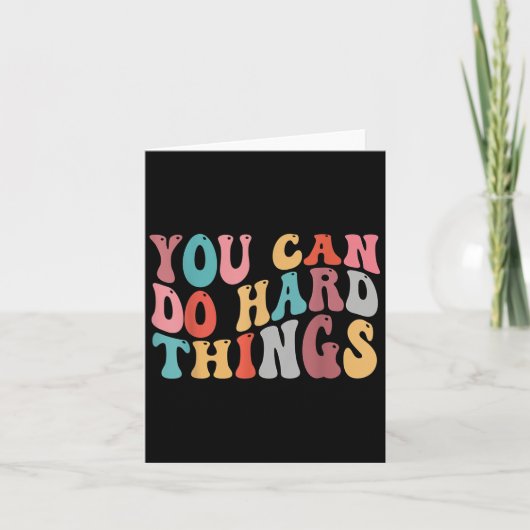 Carte You Can Do Hard Things Groovy Retro Motivational Q (Devant)