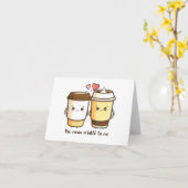 Carte “You Mean A Latte To Me” Kawaii Latté (Fleur jaune)