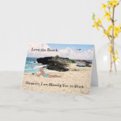 Carte You Missing Beach Pittoresque & Young Woman (Fleur jaune)