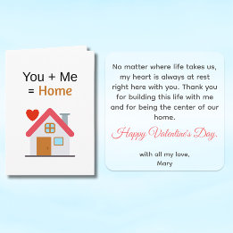 Carte You Plus Me Equals Home Valentine's Day