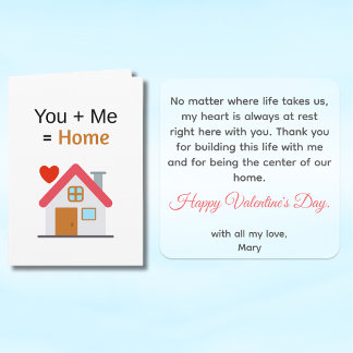 Carte You Plus Me Equals Home Valentine's Day