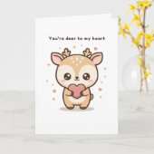 Carte You’re Deer to My Heart Cute Puchi Dōshi Deer (Fleur jaune)