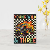 Carte Young Wild And Three Monster Truck 3rd Birthday 3y (Fleur jaune)