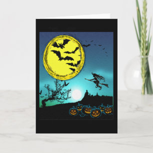 Carte Young Witch Flying Amongst the Night Sky Card