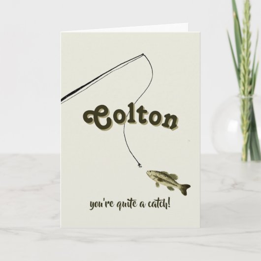 Carte You're a Catch Green Fishing Valentine's Card (Devant)
