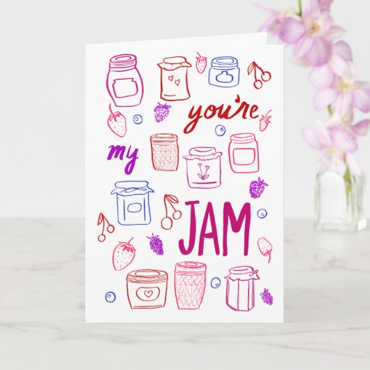 Carte YOURE MON JAM Cute Jars Illustration Valentines Da (Orchidée)