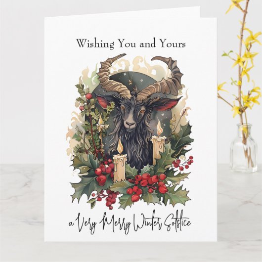 Carte Yule de chèvre classique (Fleur jaune)