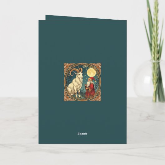 Carte Yule Goat And Jultomten Scandinavian Winter (Dos)