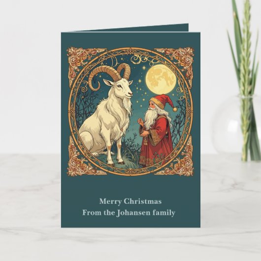 Carte Yule Goat And Jultomten Scandinavian Winter (Devant)