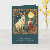 Carte Yule Goat And Jultomten Scandinavian Winter (Fleur jaune)