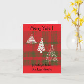 Carte Yule Hiver arbres sur plaid (Fleur jaune)